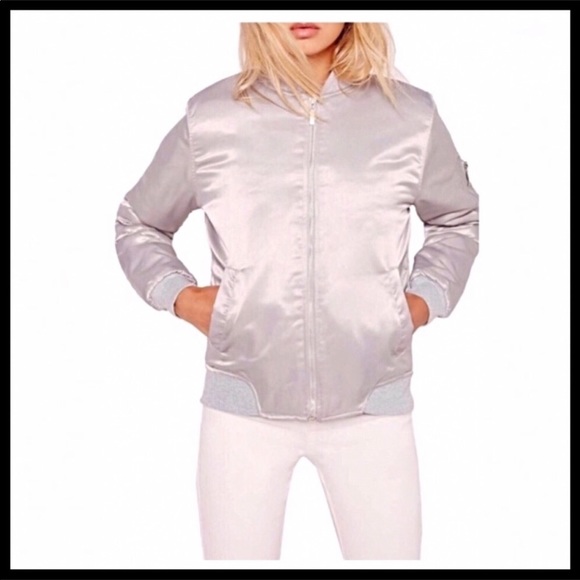 LUXE SATIN MOTO BOMBER JACKET - Picture 7 of 8